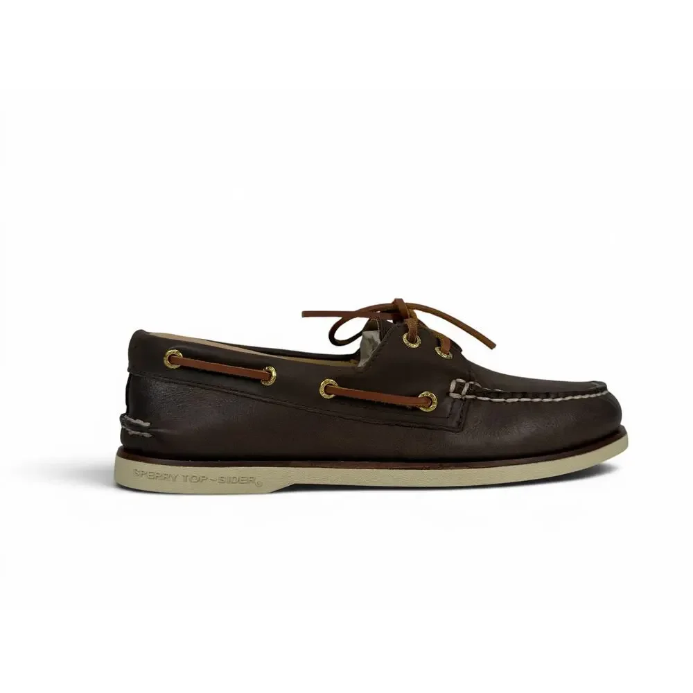 Sperry Gold Cup Authentic Original Boat Shoes Mens Brown Leather 2 Eye Slip On